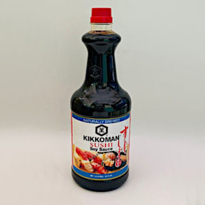 A bottle of KIKKOMEN SUSHI SASHIMI SHOYU - 1.6LIT
